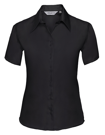 Taillierte bügelfreie Bluse Kurzarm in black
