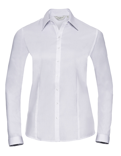Taillierte Herringbone Langarm-Bluse